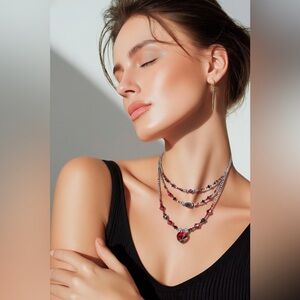 Swarovski Red and Black Necklace